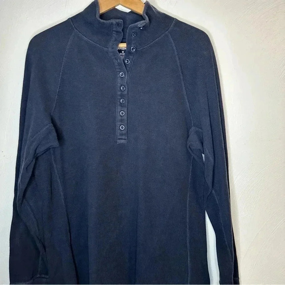 Duluth Trading Co Womens M Blue  9 Button Henley Mock Neck Ribbed Sweater Shirt - Picture 5 of 7